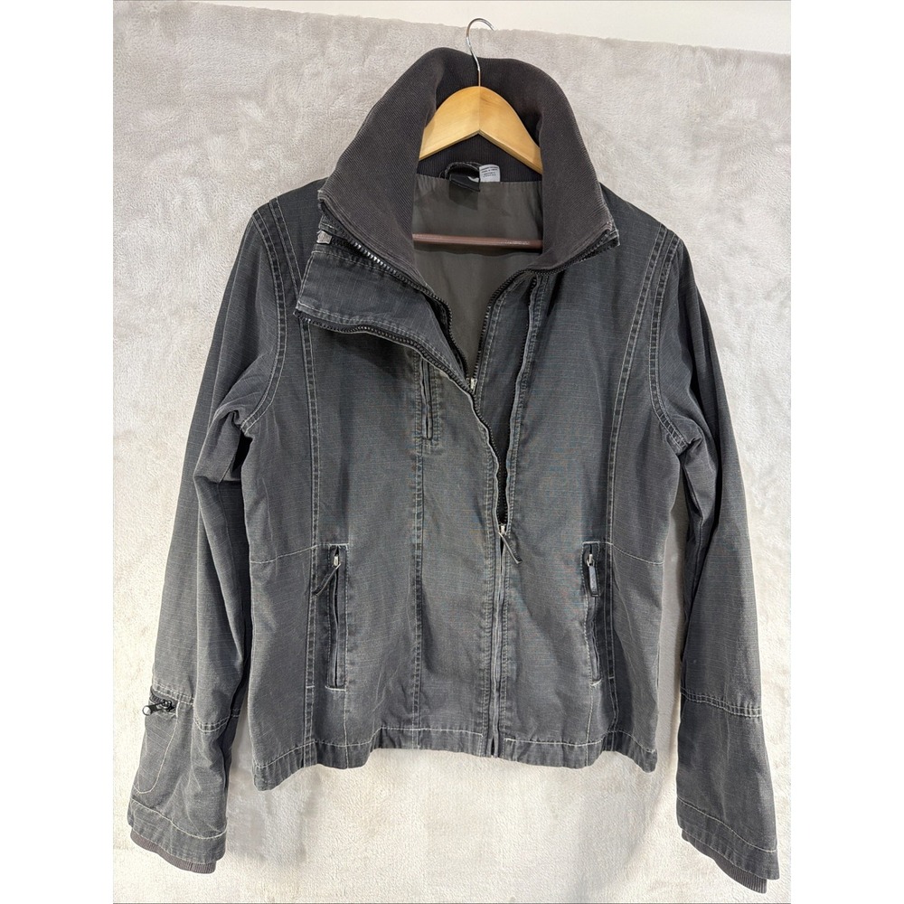 Bench Y2K Utility Jacket Womens Large Faded Gray Multi Zipper Gorpcore Tactical